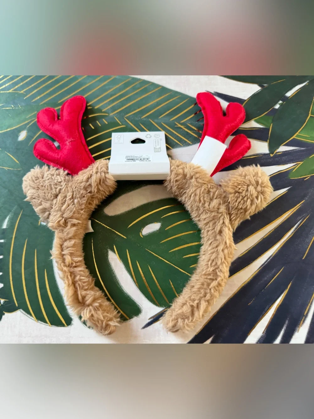 Claire’s Plush Reindeer Antler Christmas Headband Holly NWT